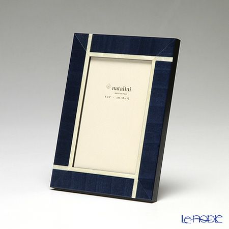 ナタリーニ 象嵌フォトフレーム 10×15cm CERVINIA ブルー×ホワイトライン