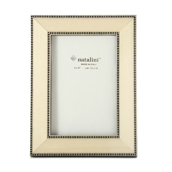 ナタリーニ 象嵌フォトフレーム 10×15cm Rt／30 ホワイト ブラックライン