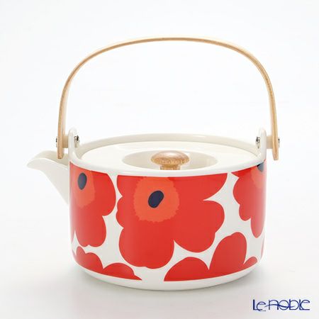 マリメッコ（marimekko） Unikko ウニッコ ティーポット ホワイト×レッド 17cm