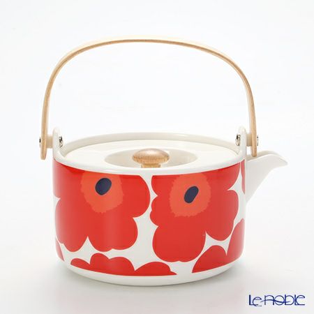 マリメッコ（marimekko） Unikko ウニッコ ティーポット ホワイト×レッド 17cm