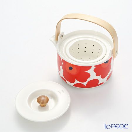 マリメッコ（marimekko） Unikko ウニッコ ティーポット ホワイト×レッド 17cm