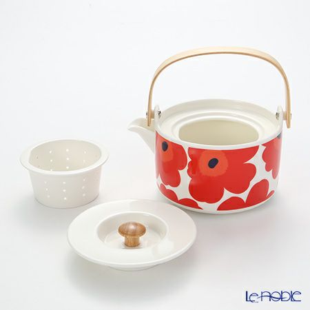 マリメッコ（marimekko） Unikko ウニッコ ティーポット ホワイト×レッド 17cm