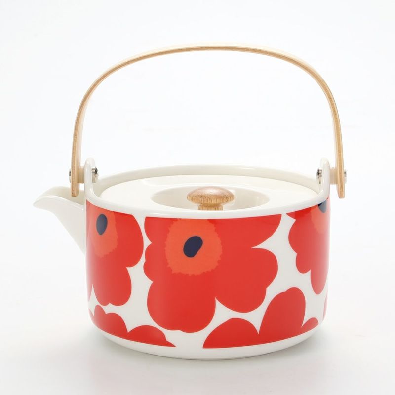マリメッコ（marimekko） Unikko ウニッコ ティーポット ホワイト×レッド 17cm