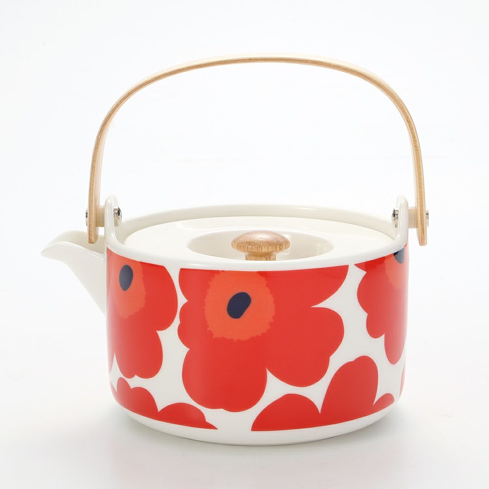 マリメッコ（marimekko） Unikko ウニッコ ティーポット ホワイト×レッド 17cm
