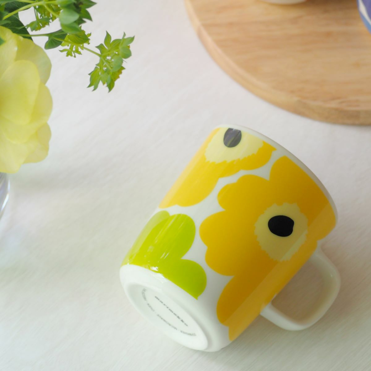 マリメッコ（marimekko） Unikko ウニッコ マグカップ 250ml ホワイト×ライム 63431-020