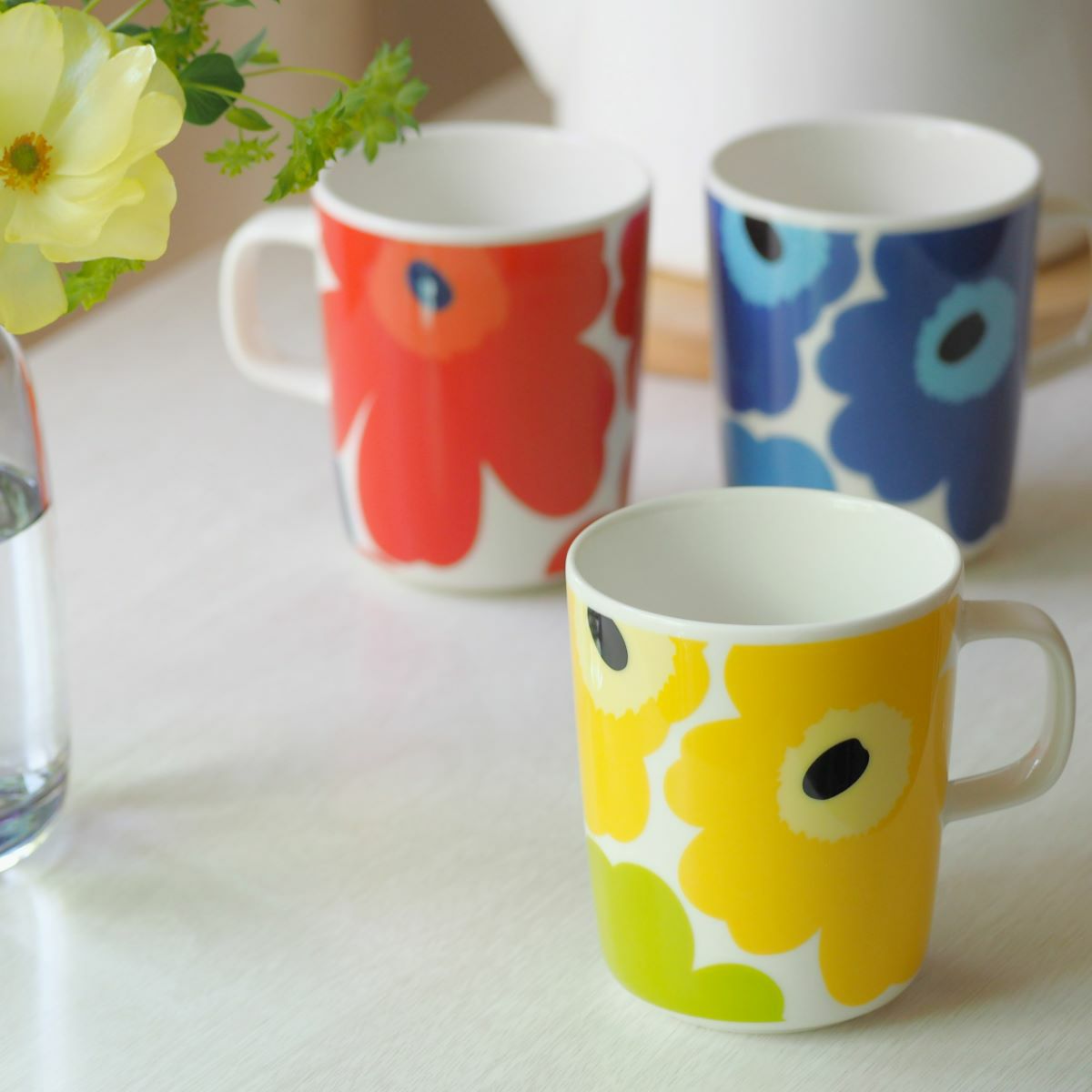 マリメッコ（marimekko） Unikko ウニッコ マグカップ 250ml ホワイト×ライム 63431-020