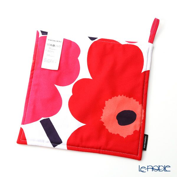 マリメッコ（marimekko） Pieni Unikko ピエニ ウニッコ ポットホルダー ホワイト×レッド 21×21cm コットン