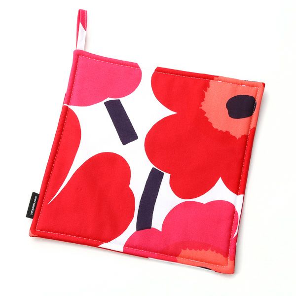 マリメッコ（marimekko） Pieni Unikko ピエニ ウニッコ ポットホルダー ホワイト×レッド 21×21cm コットン