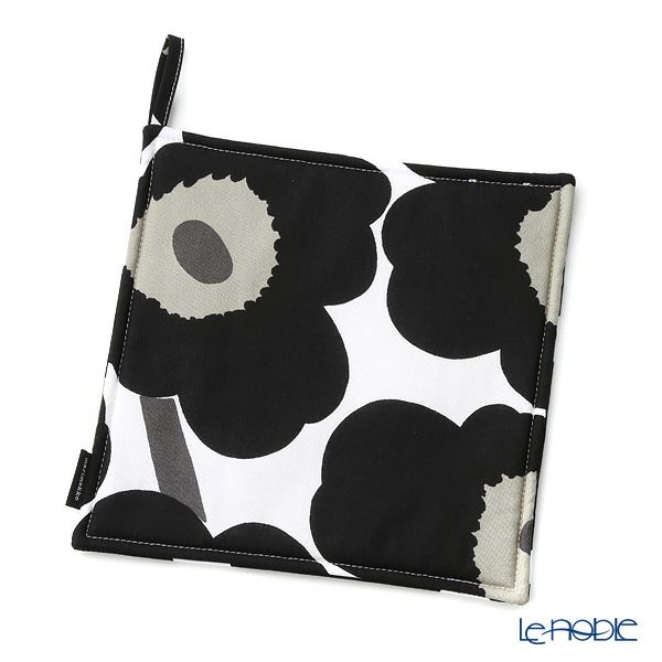 マリメッコ（marimekko） Pieni Unikko ピエニ ウニッコ ポットホルダー ホワイト×ブラック 21×21cm コットン