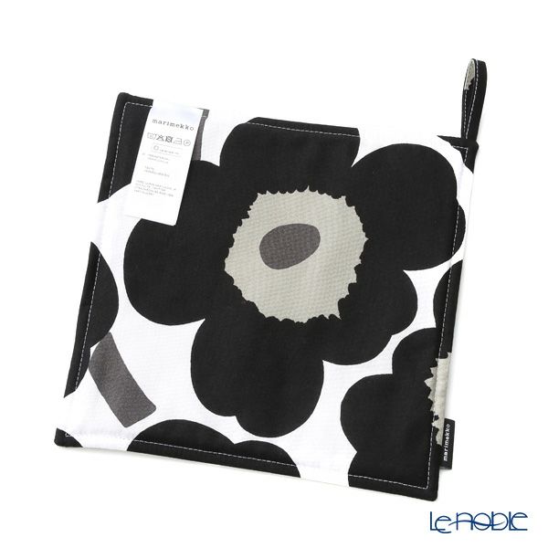 マリメッコ（marimekko） Pieni Unikko ピエニ ウニッコ ポットホルダー ホワイト×ブラック 21×21cm コットン