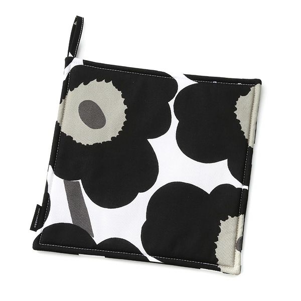 マリメッコ（marimekko） Pieni Unikko ピエニ ウニッコ ポットホルダー ホワイト×ブラック 21×21cm コットン