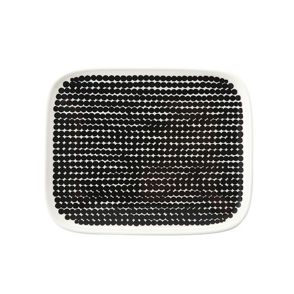 マリメッコ（marimekko） Rasymatto ラシィマット／使い込まれたラグ プレート ホワイト×ブラック 067844-190