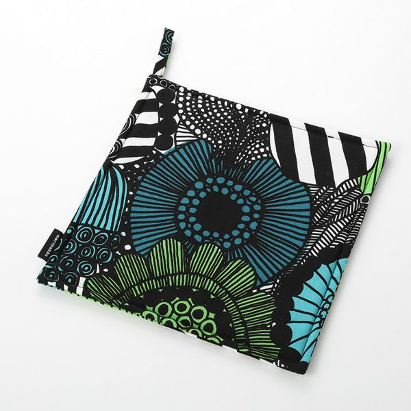 マリメッコ（marimekko） Pieni Siirtolapuutarha ピエニ シイルトラプータルハ／市民菜園 ポットホルダー WH×BK 21×21cm コットン