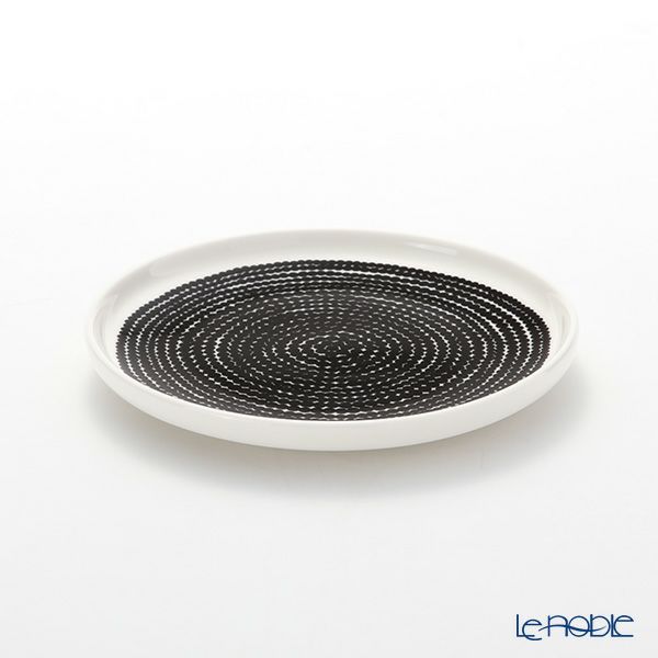 マリメッコ（marimekko） Rasymatto ラシィマット／使い込まれたラグ 18SS プレート ホワイト×ブラック 13.5cm