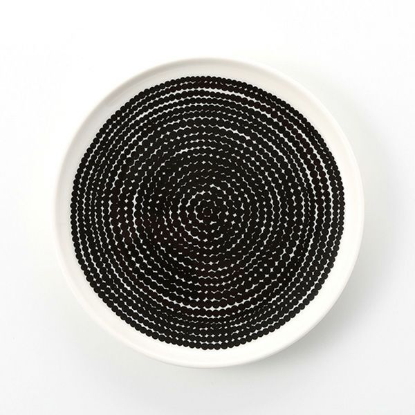 マリメッコ（marimekko） Rasymatto ラシィマット／使い込まれたラグ 18SS プレート ホワイト×ブラック 13.5cm