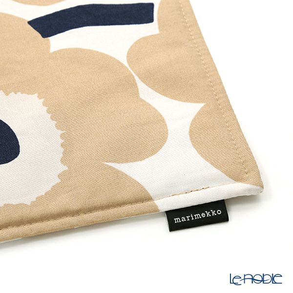 マリメッコ（marimekko） Unikko ウニッコ ポットホルダー 21×21cm ホワイト×ベージュ×ダークブルー コットン 069909-185／20SS