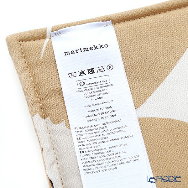 マリメッコ（marimekko） Unikko ウニッコ ポットホルダー 21×21cm ホワイト×ベージュ×ダークブルー コットン 069909-185／20SS