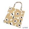 マリメッコ（marimekko） Unikko ウニッコ ファブリックバッグ 43cm ホワイト×ベージュ×ダークブルー コットン 069915-185／20SS