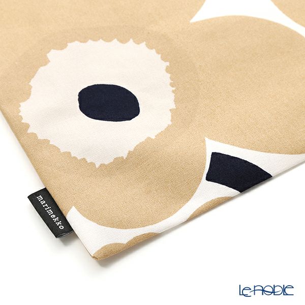 マリメッコ（marimekko） Unikko ウニッコ ファブリックバッグ 43cm ホワイト×ベージュ×ダークブルー コットン 069915-185／20SS