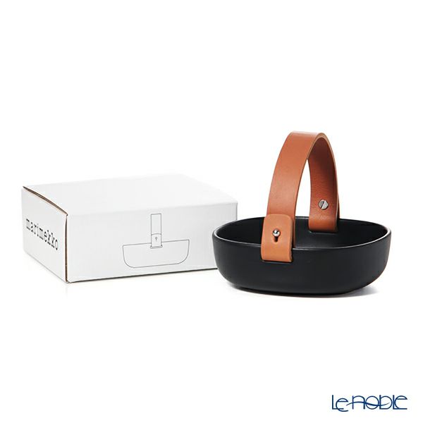 マリメッコ（marimekko） Pikku Koppa／Oiva オイヴァ セラミックバスケット ブラック 12×13cm 070557-900／20AW レザーハンドル付