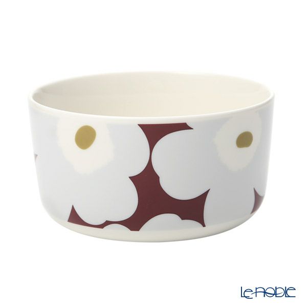 マリメッコ（marimekko） ウニッコ ボウル 500ml（ワインレッド×グレー×オリーブ） 070638-396／20AW