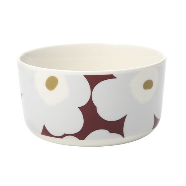 マリメッコ（marimekko） ウニッコ ボウル 500ml（ワインレッド×グレー×オリーブ） 070638-396／20AW