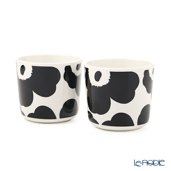 マリメッコ（marimekko） Unikko ウニッコ コーヒーカップセット （ハンドルなし） ホワイト×ブラック 070637-190／21SS