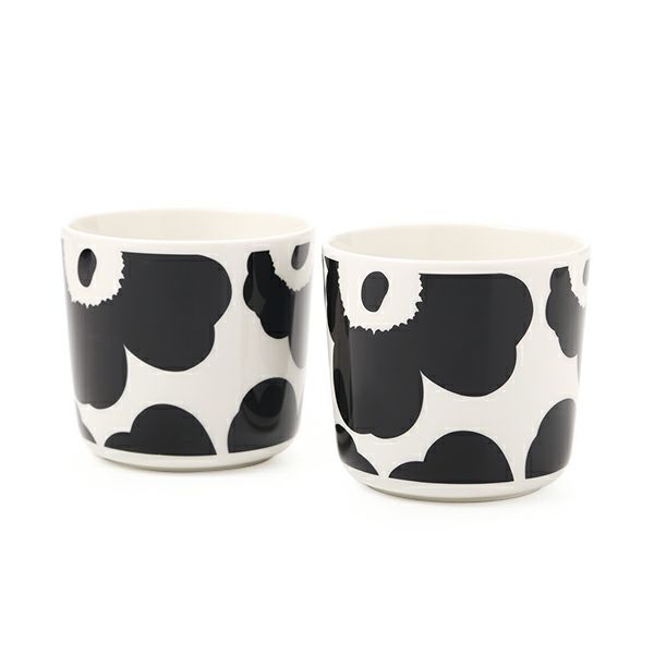 マリメッコ（marimekko） Unikko ウニッコ コーヒーカップセット （ハンドルなし） ホワイト×ブラック 070637-190／21SS
