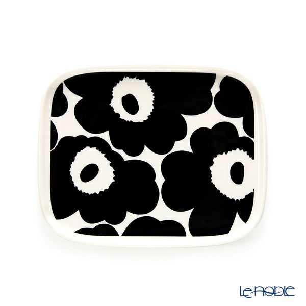マリメッコ（marimekko） Unikko ウニッコ プレート 12.5×15.5cm（ホワイト×ブラック） 071067-190／21SS