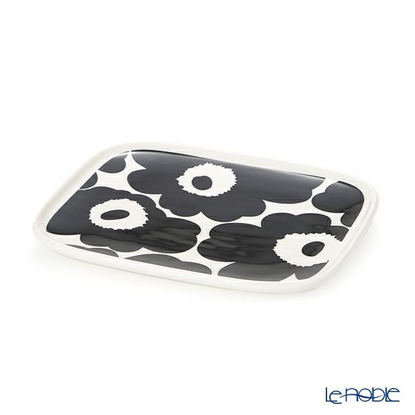 マリメッコ（marimekko） Unikko ウニッコ プレート 12.5×15.5cm（ホワイト×ブラック） 071067-190／21SS