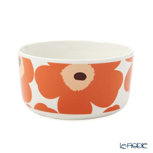 マリメッコ（marimekko） Unikko ウニッコ／けしの花 ボウル 500ml ホワイト×アプリコット×ダークブラウン 070638-128／21AW