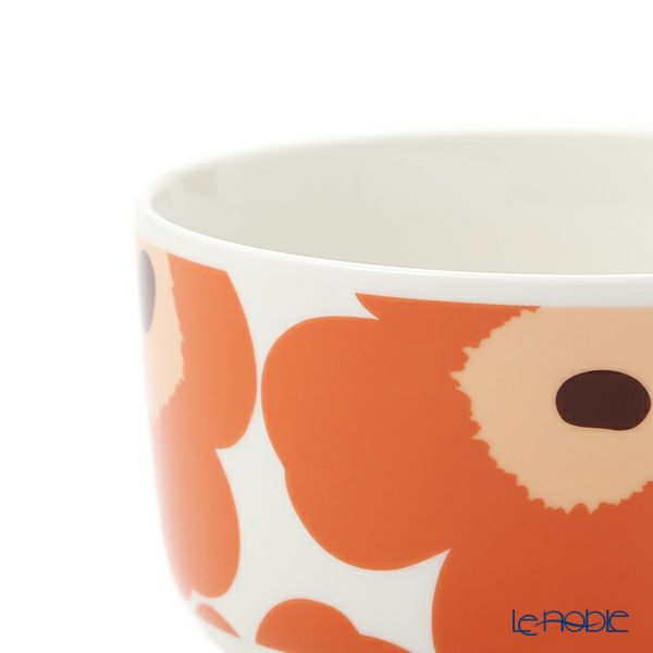 マリメッコ（marimekko） Unikko ウニッコ／けしの花 ボウル 500ml ホワイト×アプリコット×ダークブラウン 070638-128／21AW