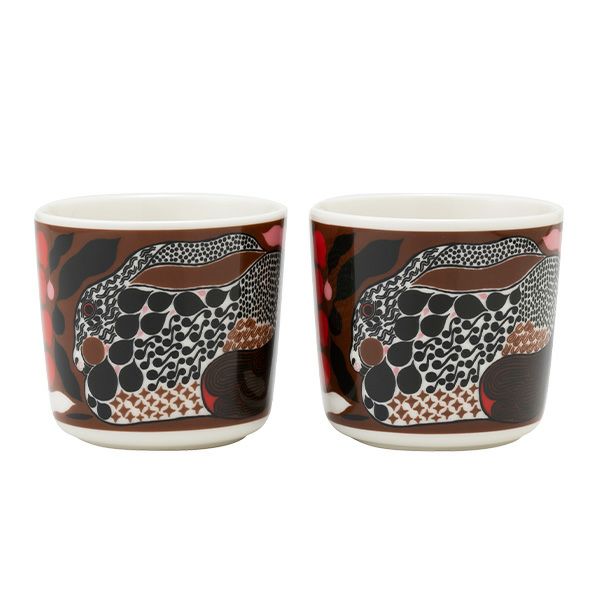 マリメッコ（marimekko） Rusakko ルサッコ／茶色のウサギ コーヒーカップセット（ハンドルなし） ブラウン×レッド 072027-186／22AW