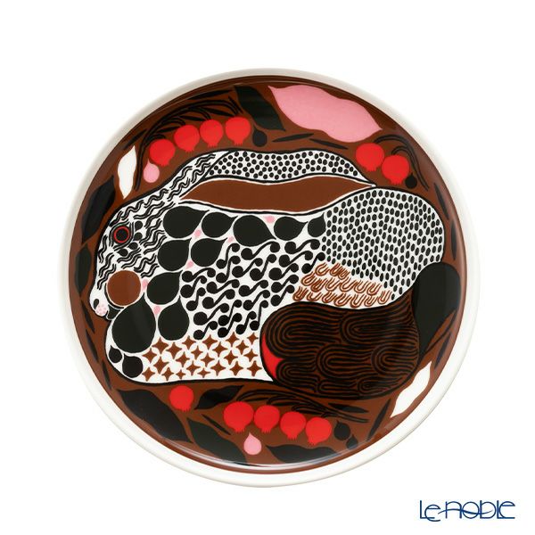 マリメッコ（marimekko） Rusakko ルサッコ／茶色のウサギ プレート 20cm ブラウン×レッド 072029-186／22AW