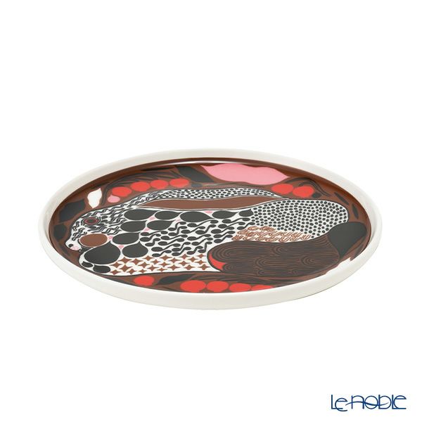 マリメッコ（marimekko） Rusakko ルサッコ／茶色のウサギ プレート 20cm ブラウン×レッド 072029-186／22AW
