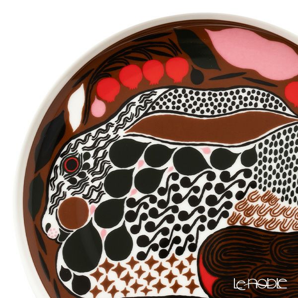 マリメッコ（marimekko） Rusakko ルサッコ／茶色のウサギ プレート 20cm ブラウン×レッド 072029-186／22AW