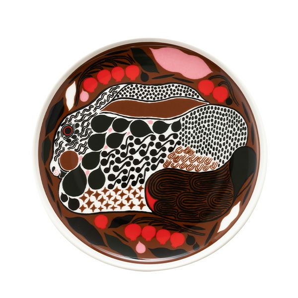 マリメッコ（marimekko） Rusakko ルサッコ／茶色のウサギ プレート 20cm ブラウン×レッド 072029-186／22AW