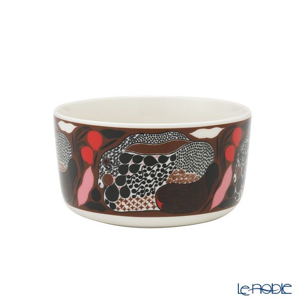 マリメッコ（marimekko） Rusakko ルサッコ／茶色のウサギ ボウル 500ml ブラウン×レッド 072028-186／22AW