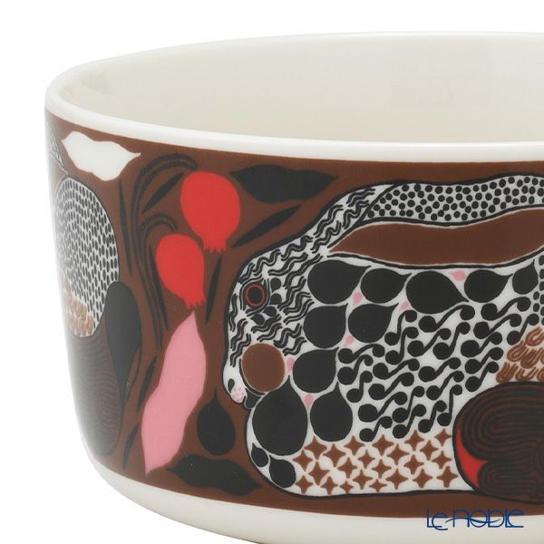 マリメッコ（marimekko） Rusakko ルサッコ／茶色のウサギ ボウル 500ml ブラウン×レッド 072028-186／22AW