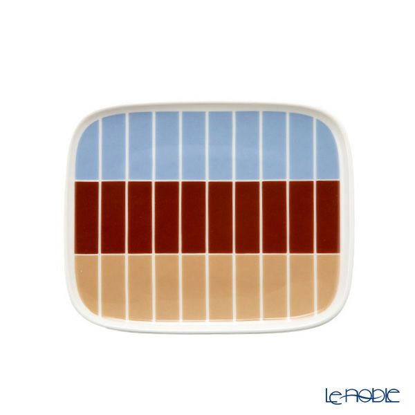 マリメッコ（marimekko） Tiiliskivi ティイリスキヴィ／煉瓦 れんが プレート 12.5×15.5cm ホワイト×ライトブルー×ブラウン 072250-158／23SS