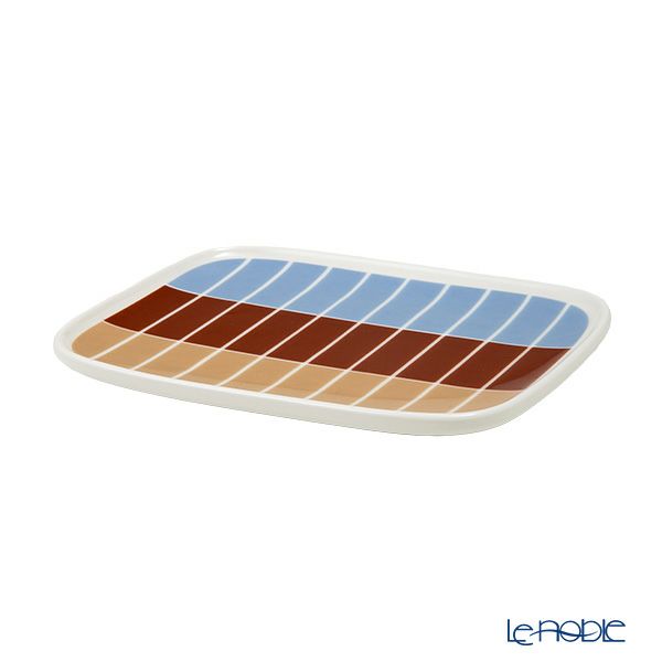 マリメッコ（marimekko） Tiiliskivi ティイリスキヴィ／煉瓦 れんが プレート 12.5×15.5cm ホワイト×ライトブルー×ブラウン 072250-158／23SS