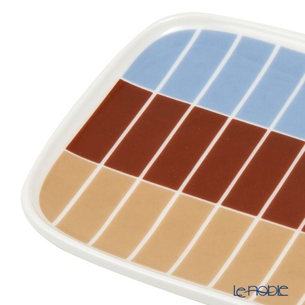 マリメッコ（marimekko） Tiiliskivi ティイリスキヴィ／煉瓦 れんが プレート 12.5×15.5cm ホワイト×ライトブルー×ブラウン 072250-158／23SS