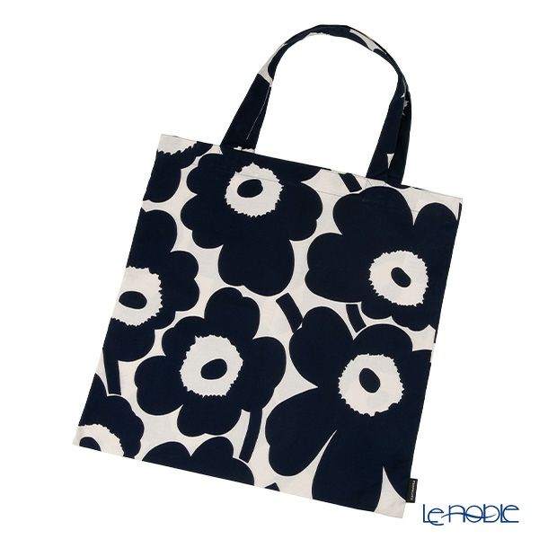 マリメッコ（marimekko） Pieni Unikko ピエニ ウニッコ ファブリックバッグ／エコバッグ／トートバッグ 43×43cm ダークブルー 072168-855／23SS