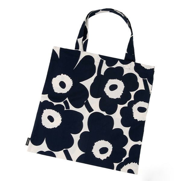 マリメッコ（marimekko） Pieni Unikko ピエニ ウニッコ ファブリックバッグ／エコバッグ／トートバッグ 43×43cm ダークブルー 072168-855／23SS