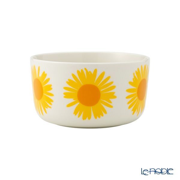 マリメッコ（marimekko） Auringonkukka アウリンゴンクッカ／ひまわり ボウル 500ml ホワイト×イエロー×オレンジ 072290-122／23SS