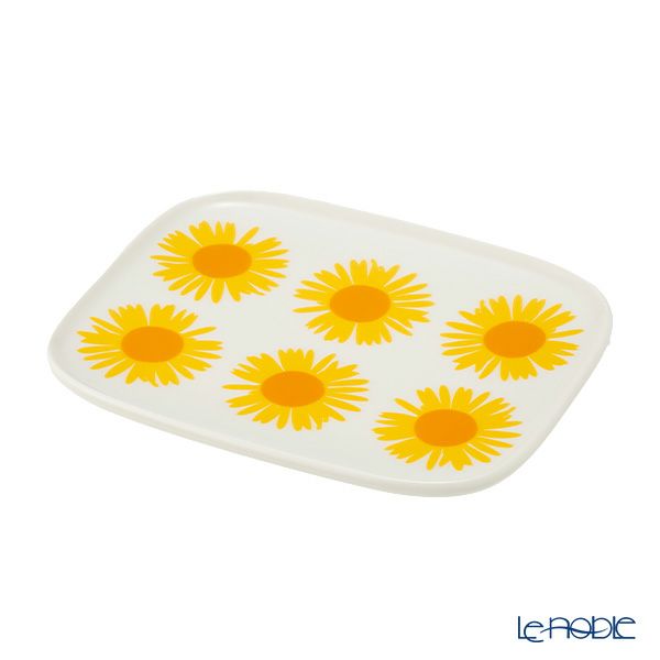 マリメッコ（marimekko） Auringonkukka アウリンゴンクッカ／ひまわり プレート 15×12cm ホワイト×イエロー×オレンジ 072289-122／23SS