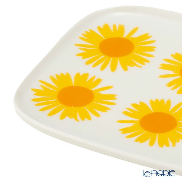 マリメッコ（marimekko） Auringonkukka アウリンゴンクッカ／ひまわり プレート 15×12cm ホワイト×イエロー×オレンジ 072289-122／23SS