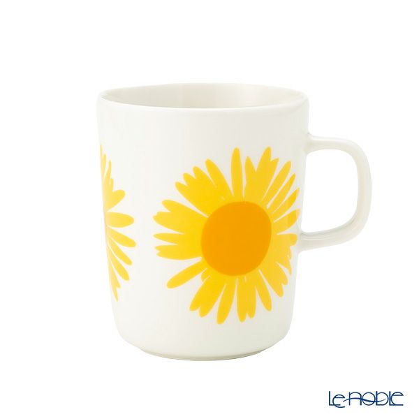 マリメッコ（marimekko） Auringonkukka アウリンゴンクッカ／ひまわり マグカップ 250ml ホワイト×イエロー×オレンジ 072288-122／23SS