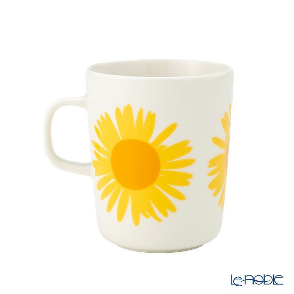 マリメッコ（marimekko） Auringonkukka アウリンゴンクッカ／ひまわり マグカップ 250ml ホワイト×イエロー×オレンジ 072288-122／23SS