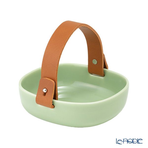 マリメッコ（marimekko） Pikku Koppa／Oiva オイヴァ サービングディッシュ（セラミックバスケット） ライトグリーン 12×13cmレザーハンドル付 072343-600／23SS